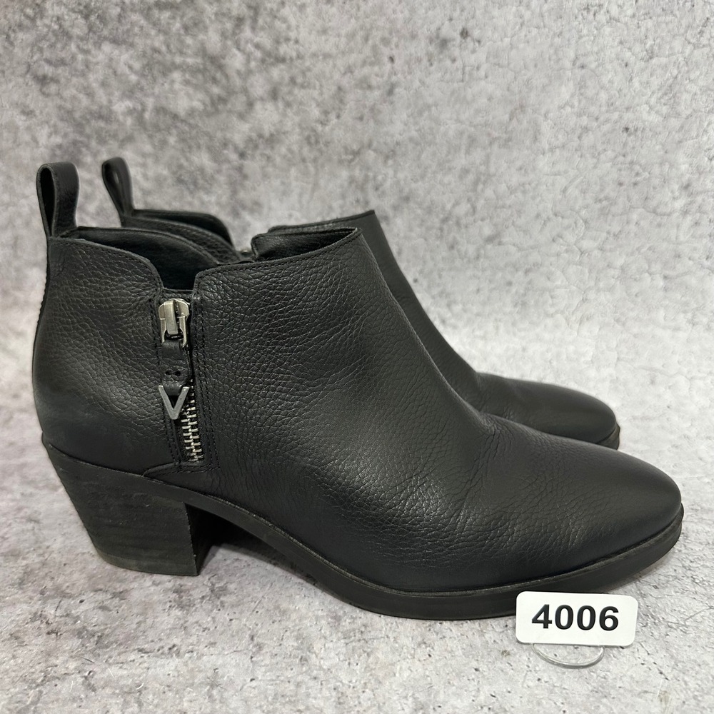 Vionic Cecily Ankle Boots Womens 7 Blk Waterproof Leather Block Heel Zip Bootie
